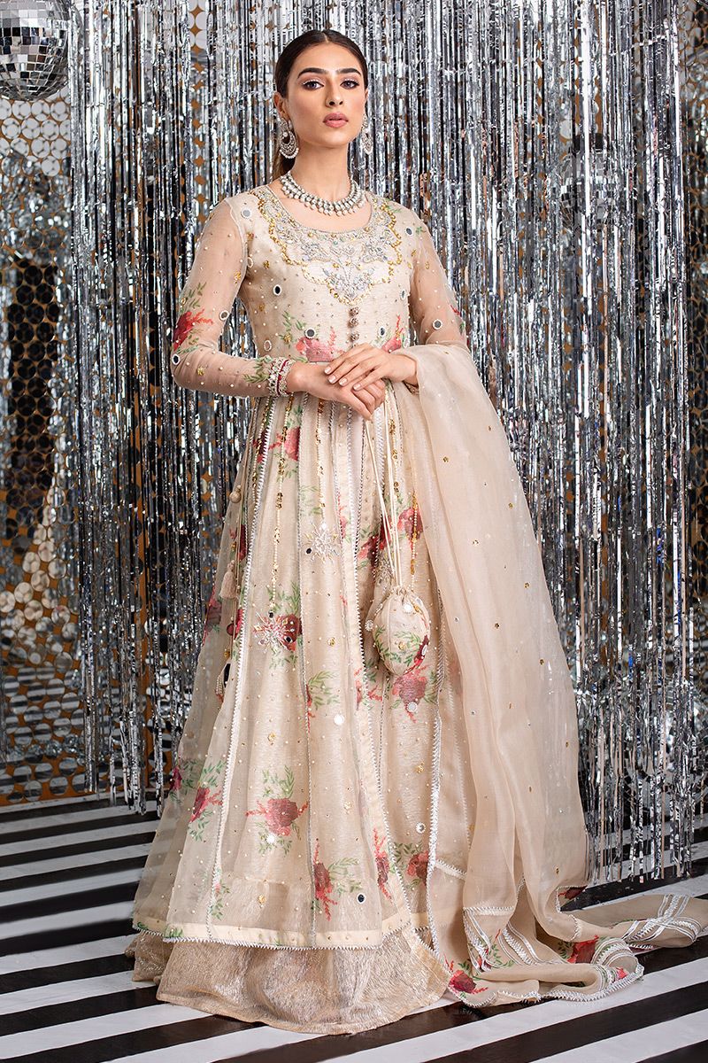Wedding Wear Champagne Diamonds Shirt, Pant & Dupatta / XL | Sia Bridal
