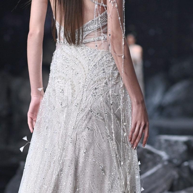 Xena Shimmer Tulle Halter Gown