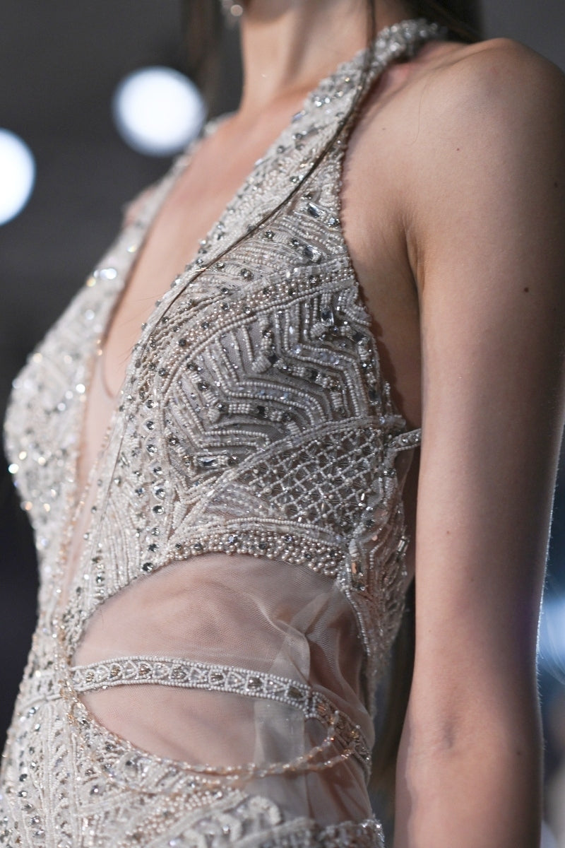 Xena Shimmer Tulle Halter Gown