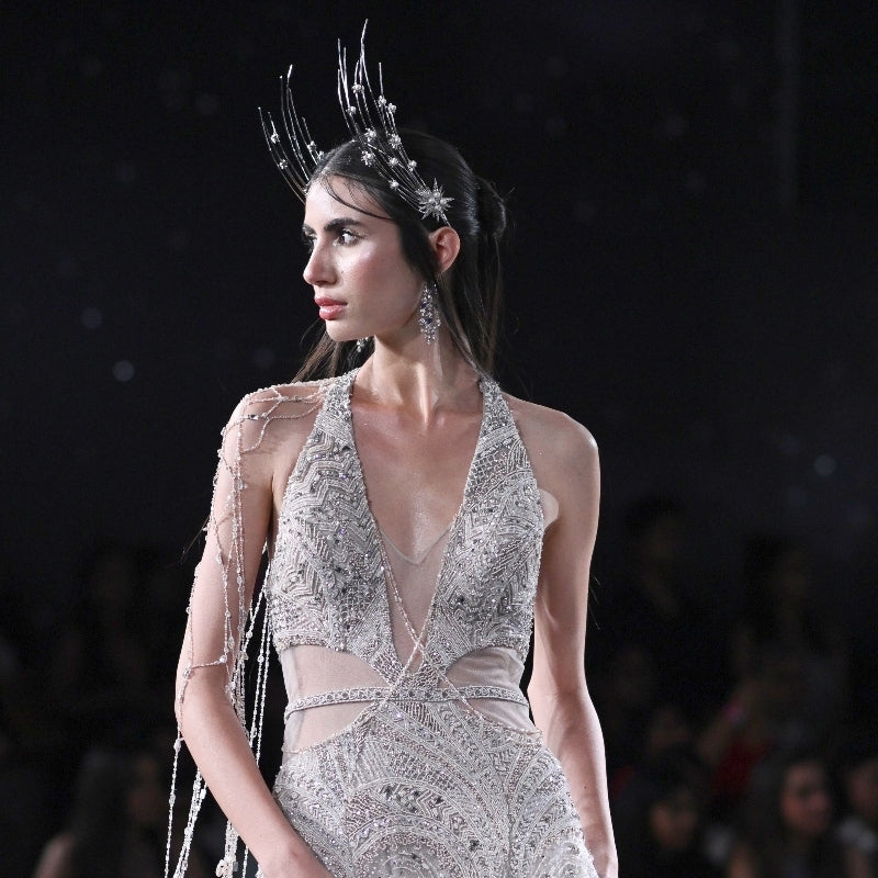 Xena Shimmer Tulle Halter Gown