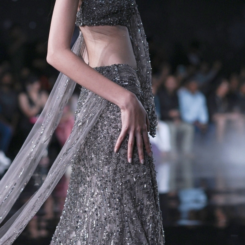 Arete Shimmer Tulle Sari Gown