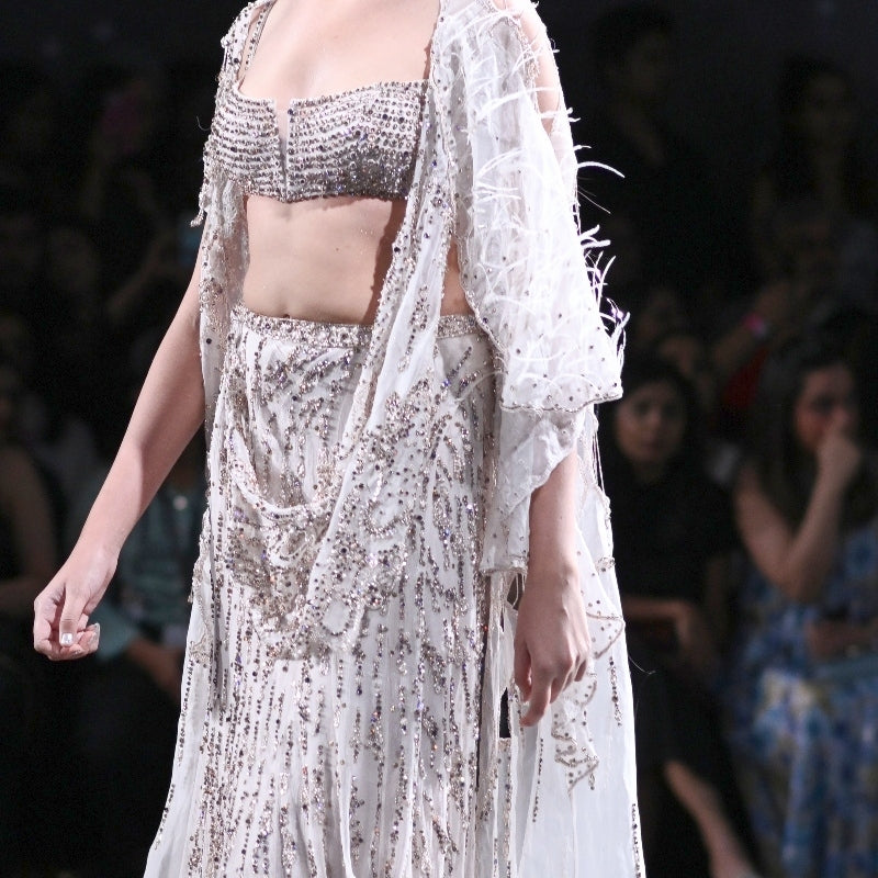 Cynthia Chiffon Crystal Encrusted Draped Sari Set