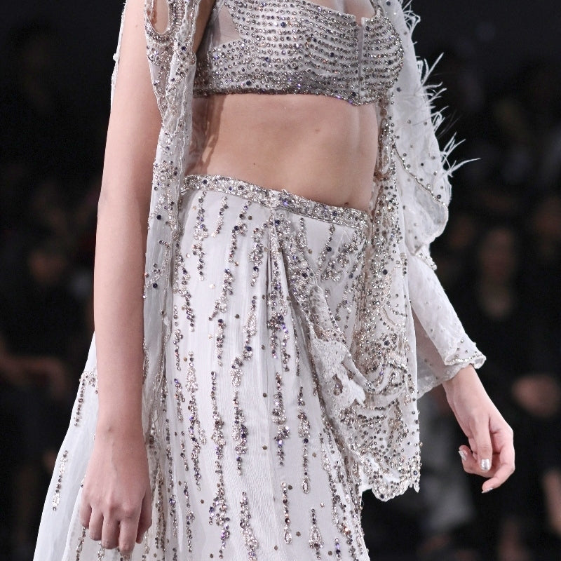 Cynthia Chiffon Crystal Encrusted Draped Sari Set