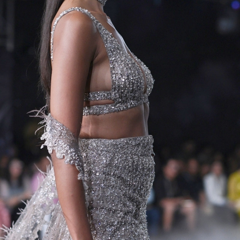 Aphrodite Embroidered Skirt Paired With A Choli And A Trail Cape