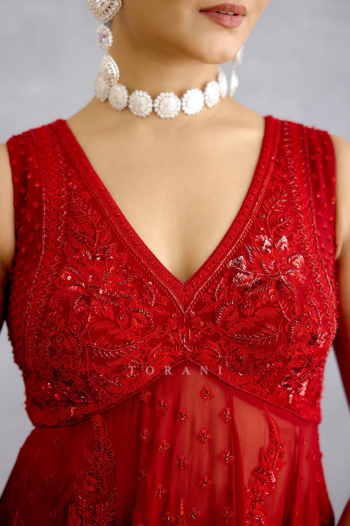 Surkh Bhanavi Sharara Set