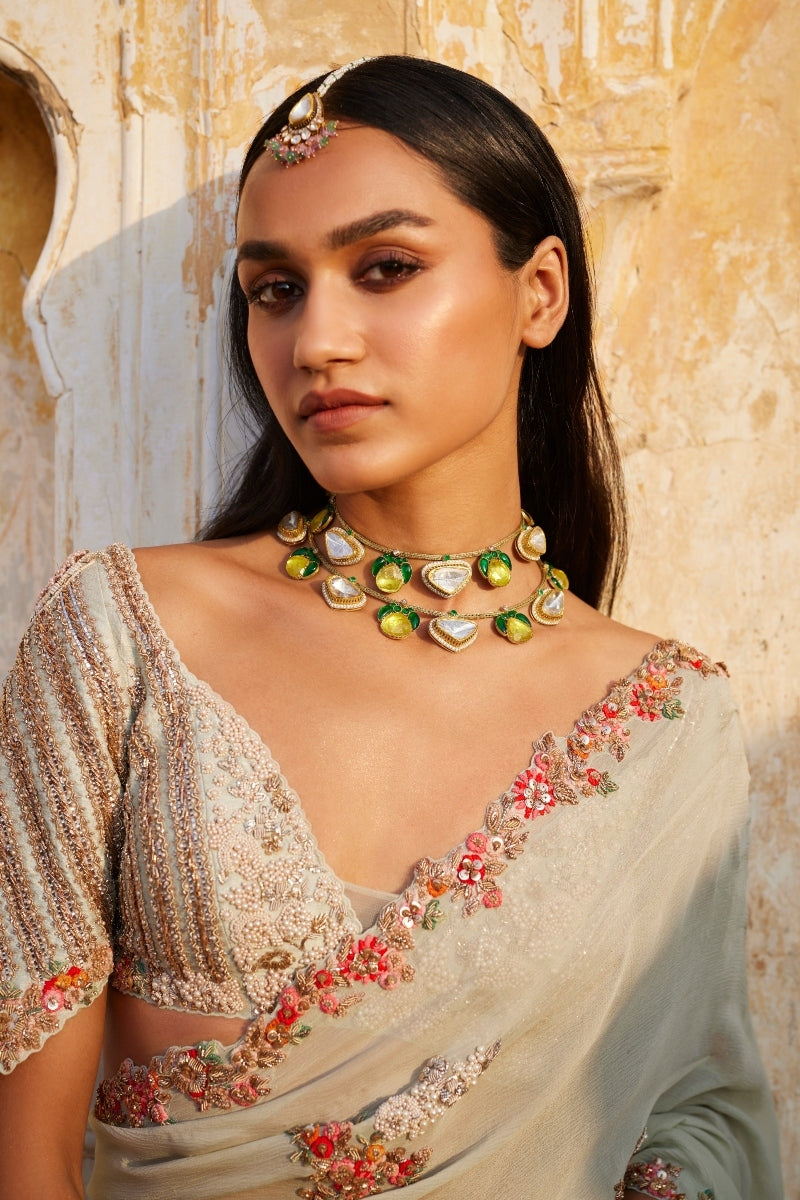 Ida Dusty Mint Kalidar Bridal Sari