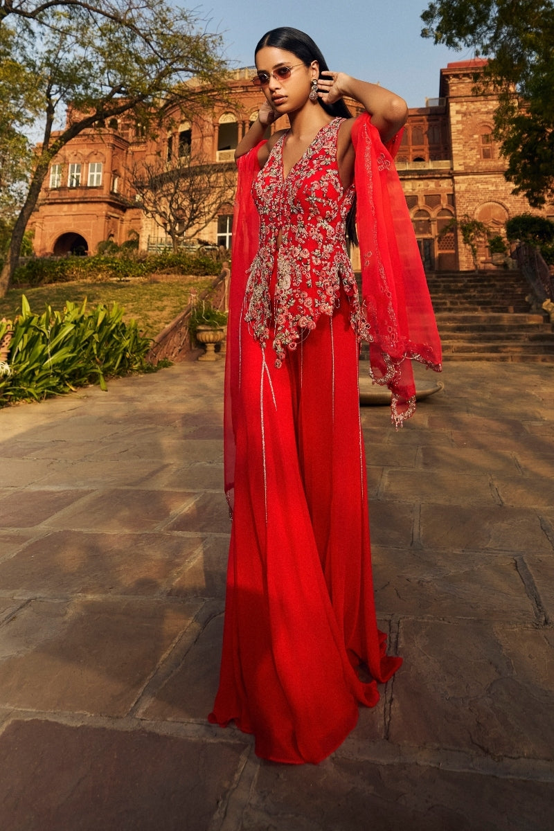 "Humaira" chiffon jacket and Sharara set