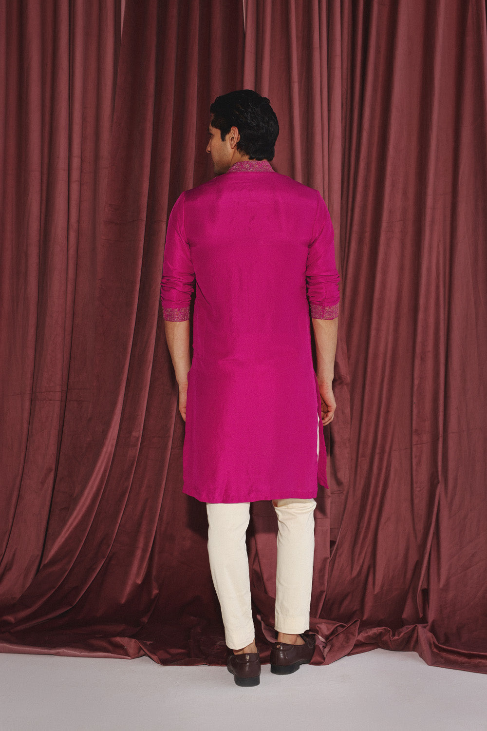 Fuschia Kurta With Marodiwork