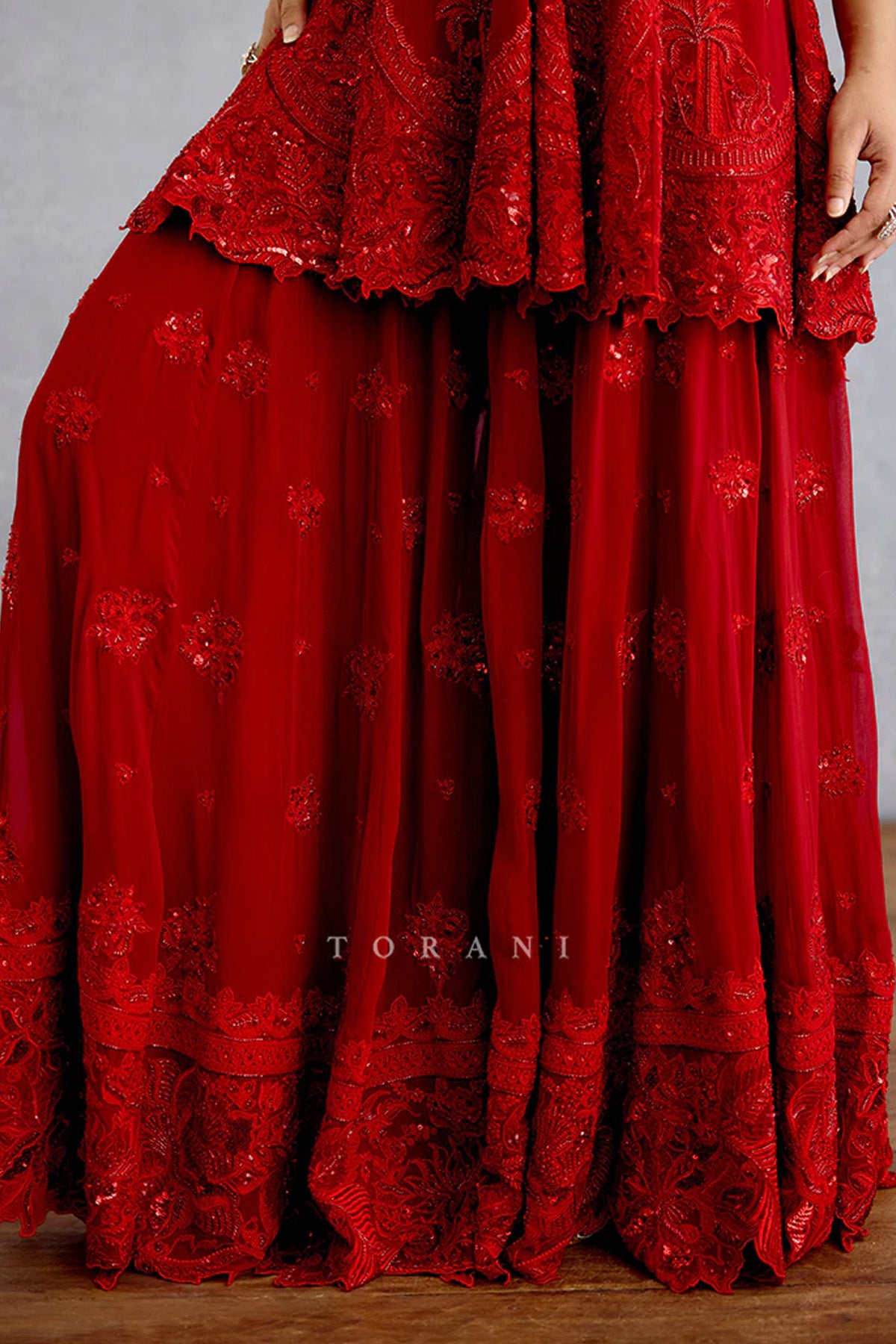 Surkh Bhanavi Sharara Set