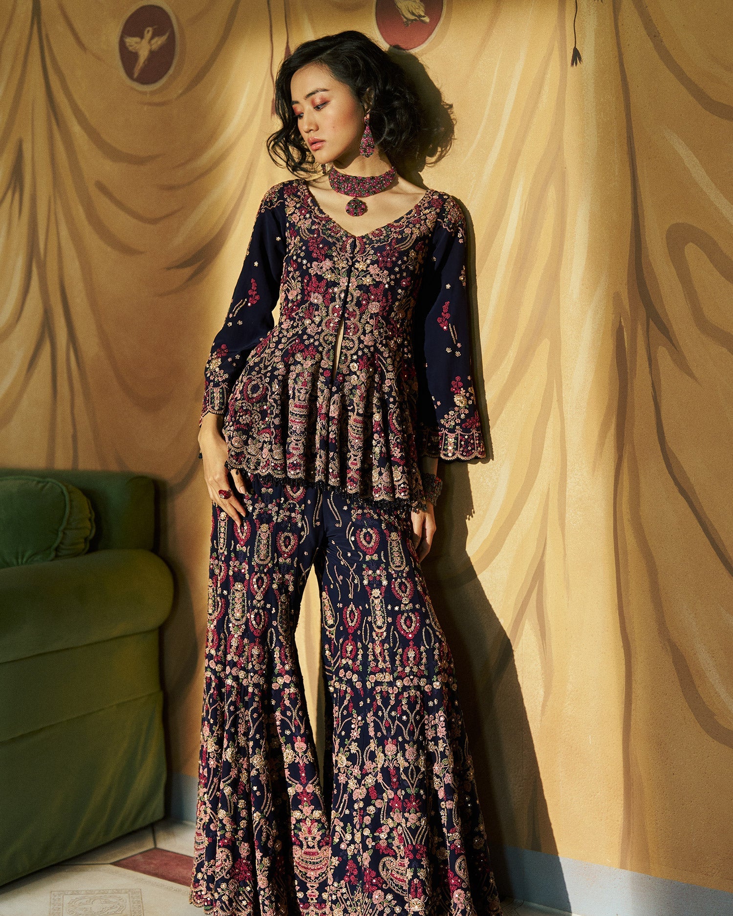 Hueden Jacket Kurta & Flare Pant Set