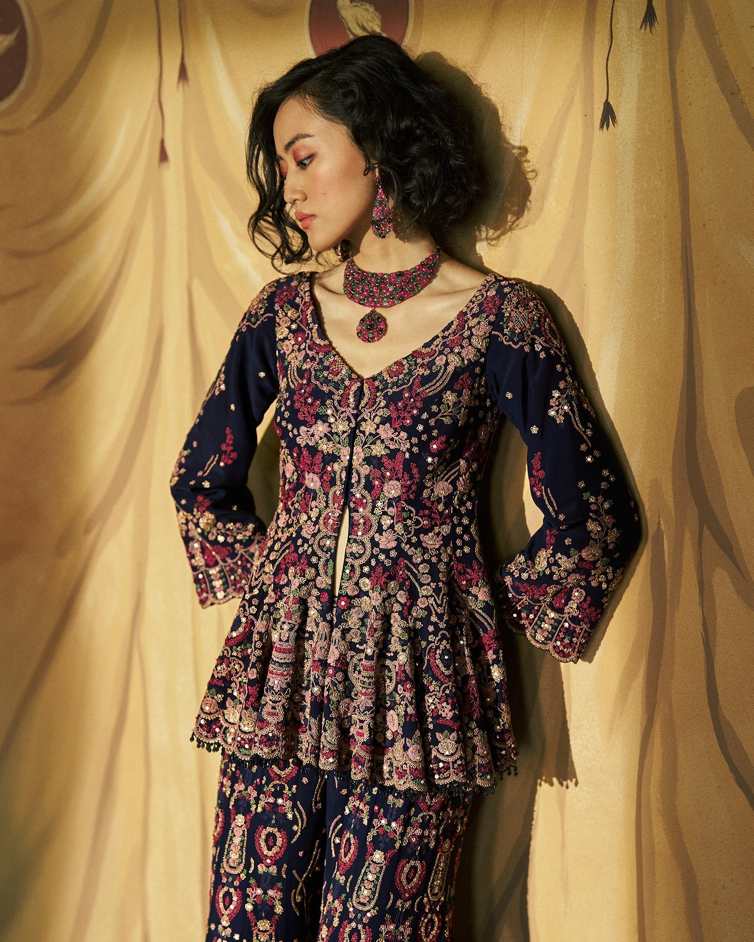 Hueden Jacket Kurta & Flare Pant Set