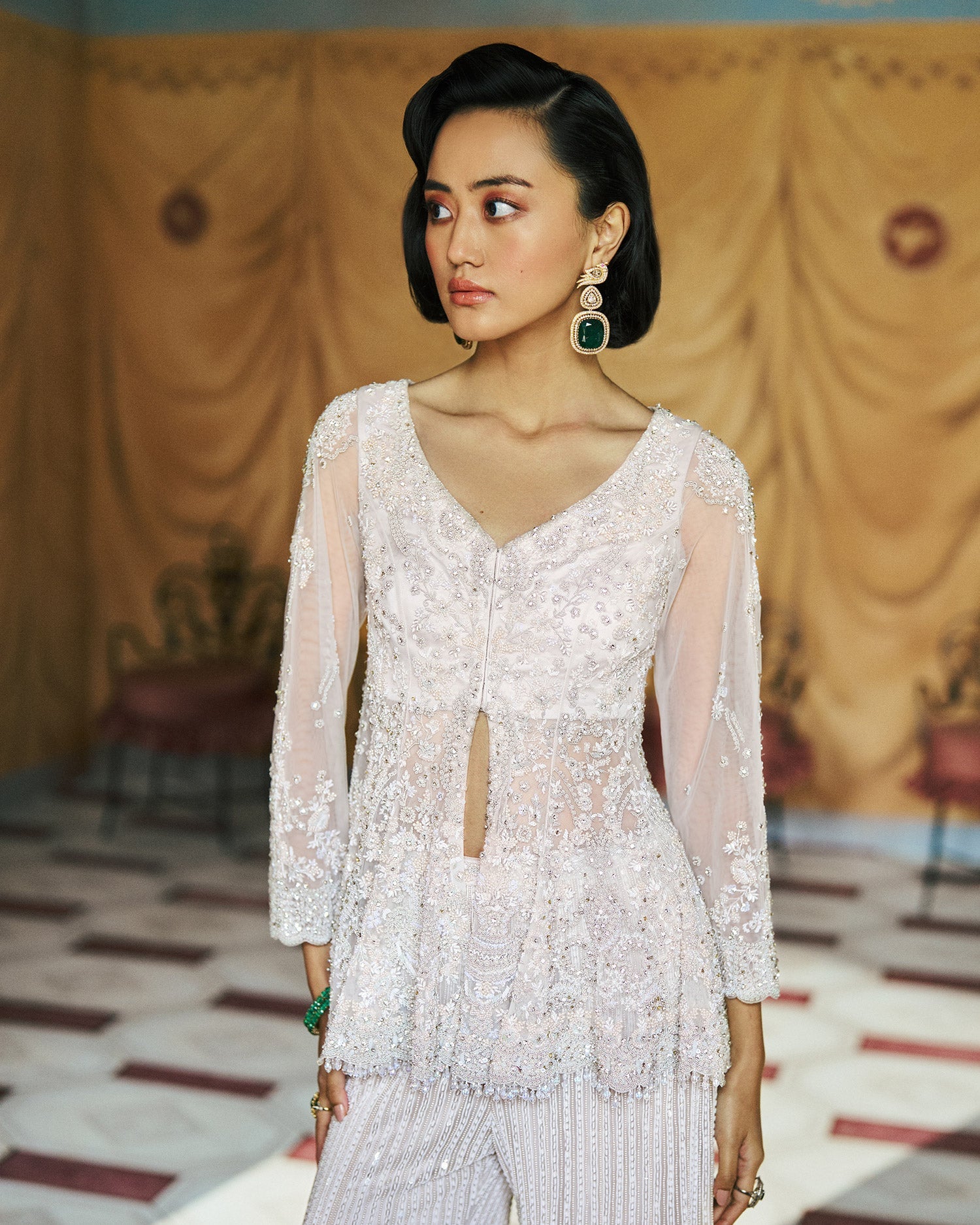 Pearlumé Jacket Kurta & Flare Pant Set