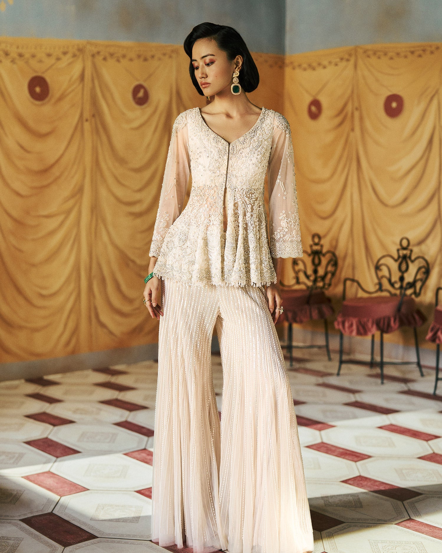 Pearlumé Jacket Kurta & Flare Pant Set