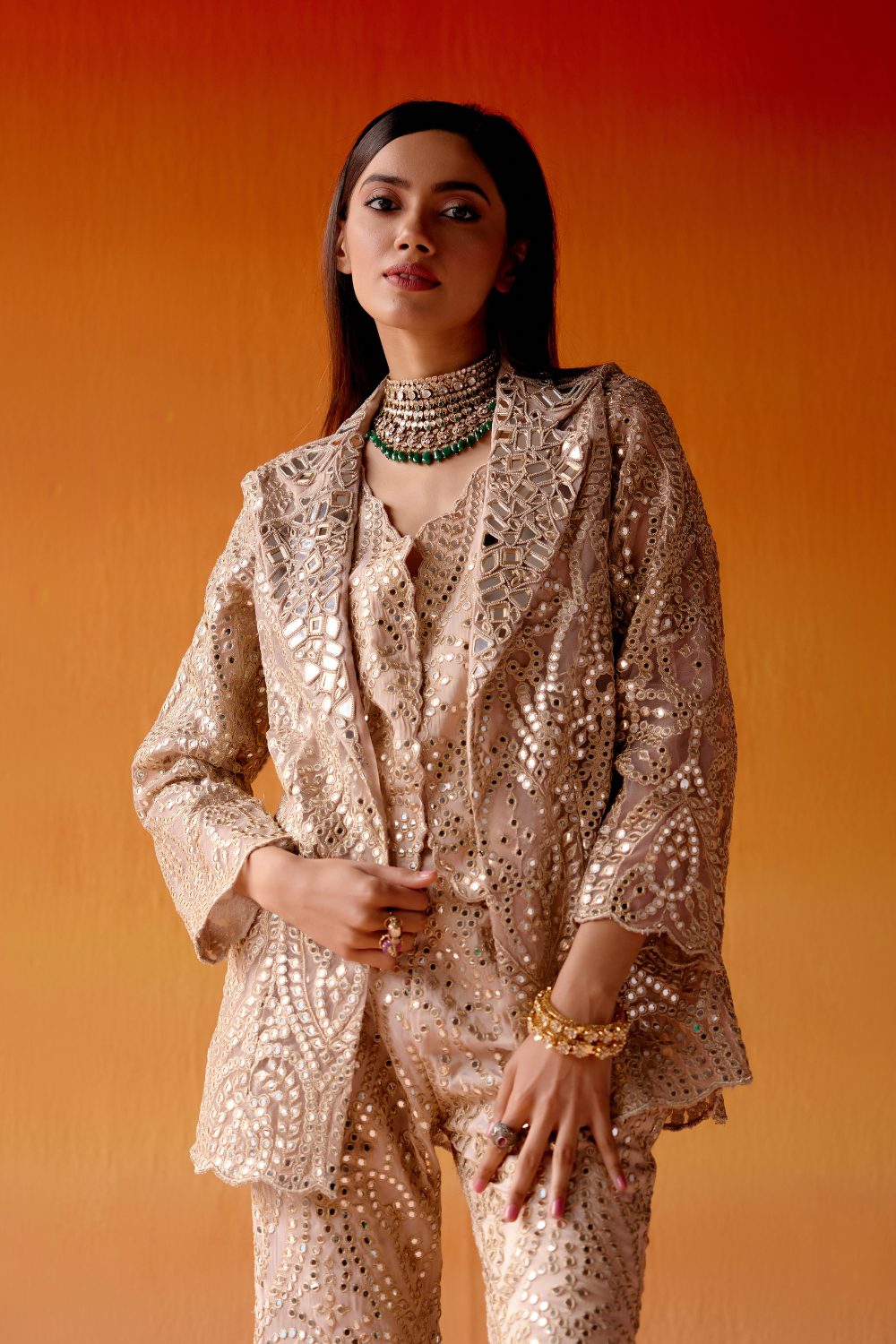 MIRRORWORK SCALLOP COAT JACKET