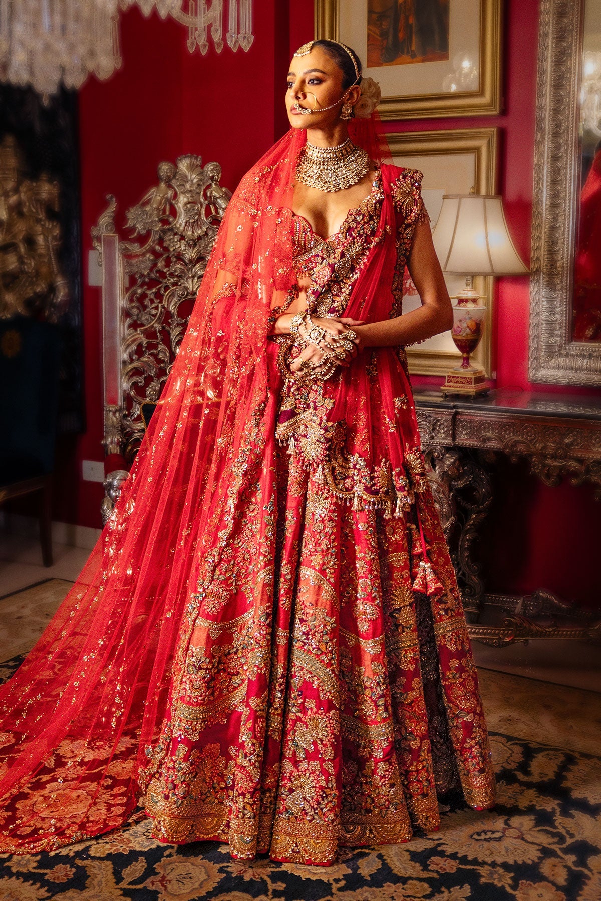 Sandflare Red Bridal Lehenga