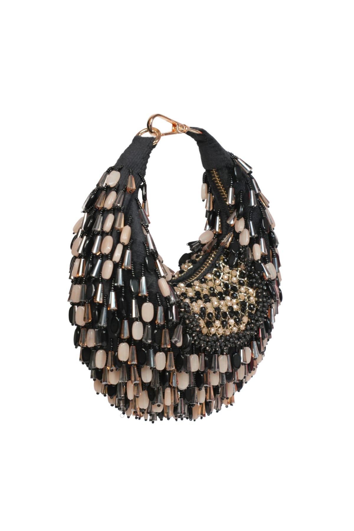 Alara Black Pastel Suede Embellished Hobo Bag