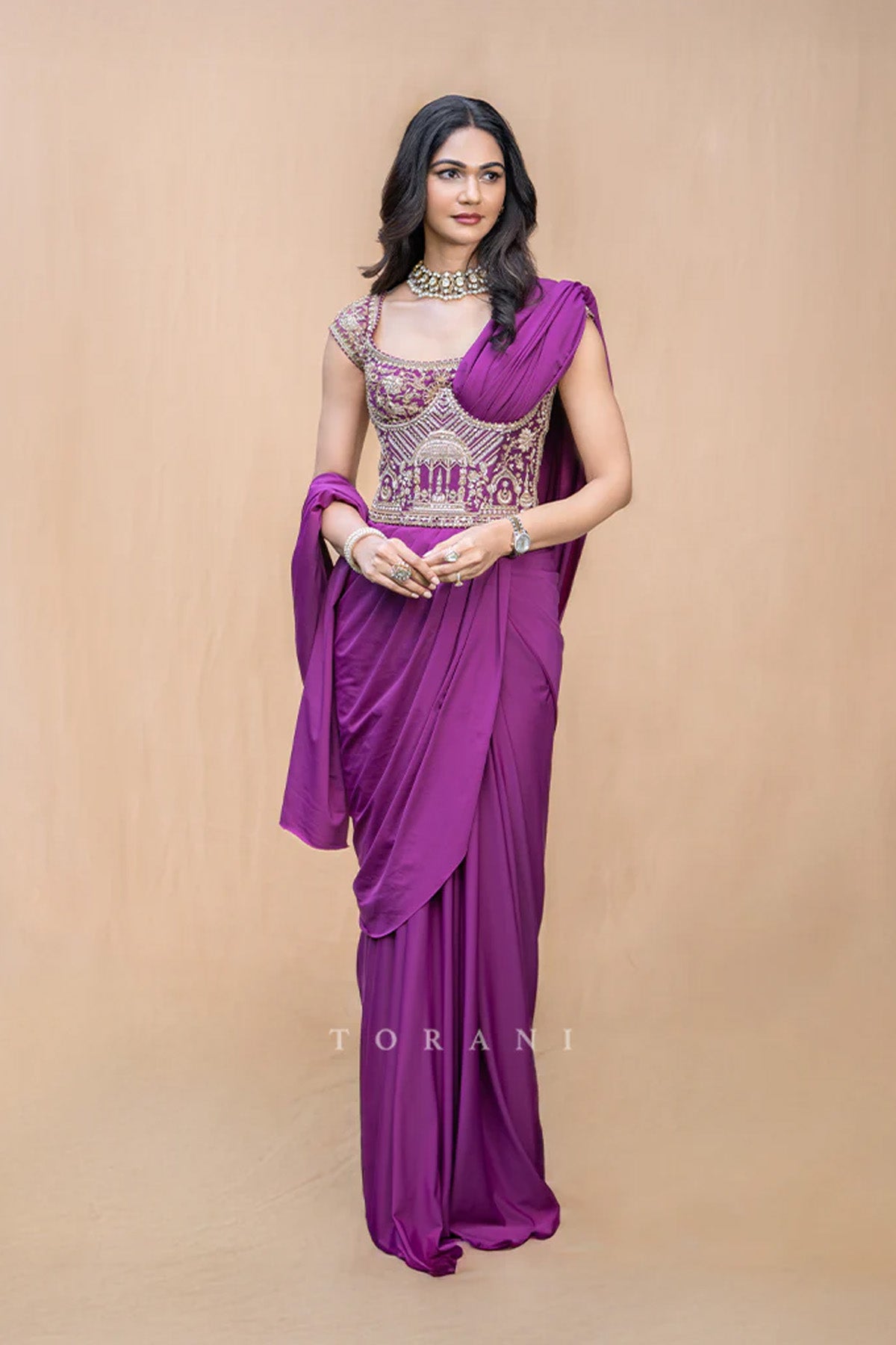 Sneha Reddy in our Banafsha Pranitha Saree Set