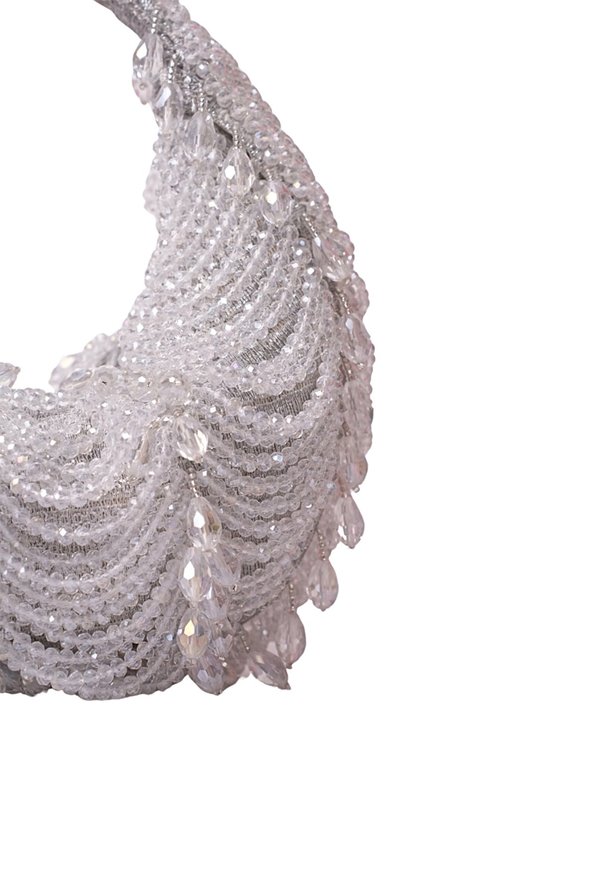 Liona Silver Suede Embellished Hobo Bag