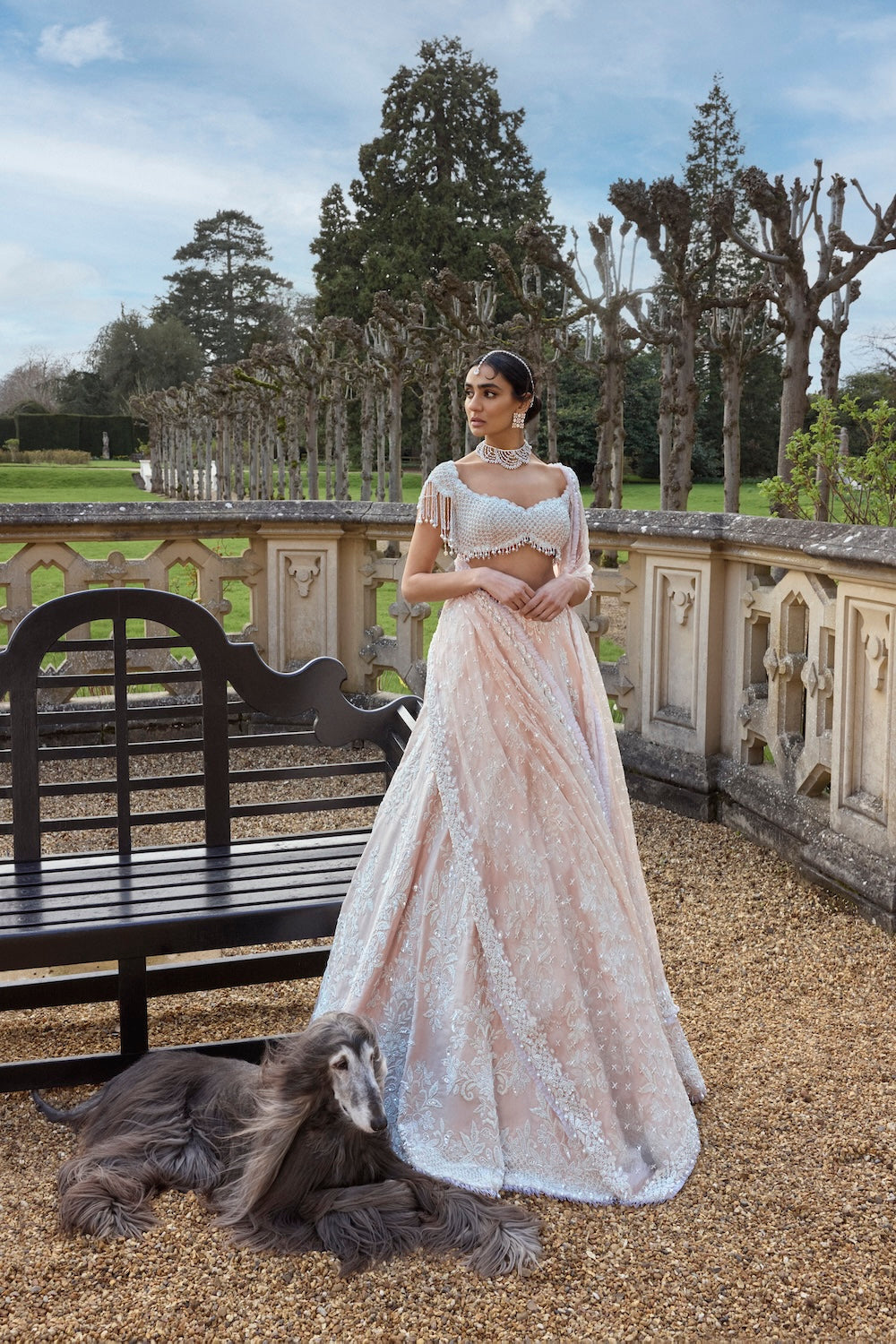 Powder Peach Pearl lehenga Set
