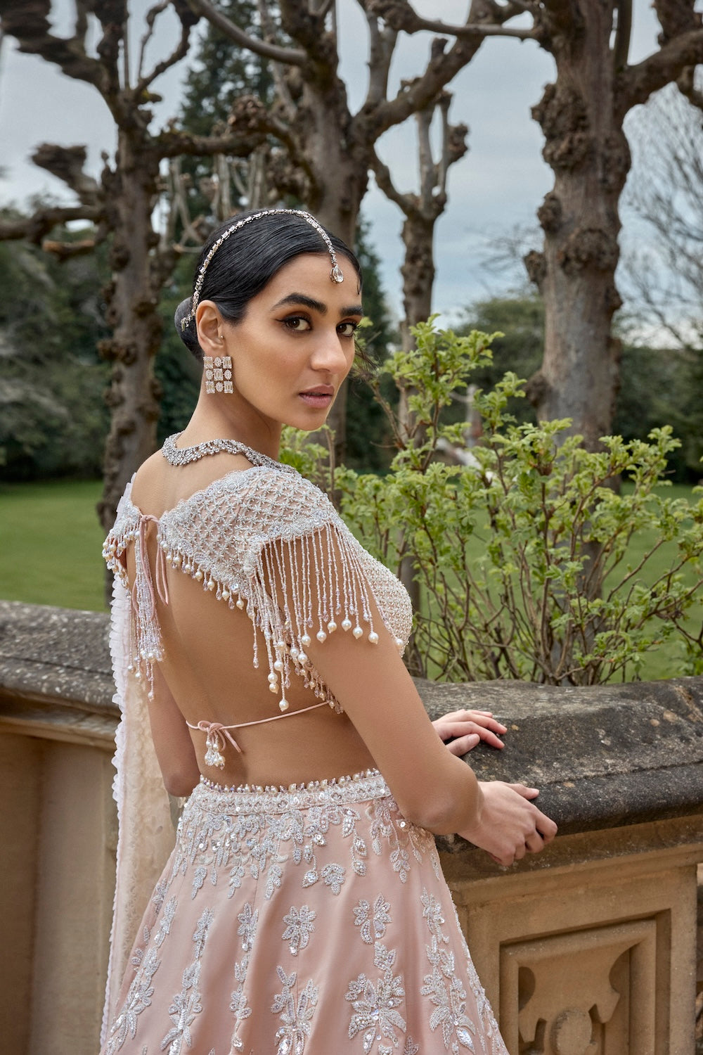 Powder Peach Pearl lehenga Set