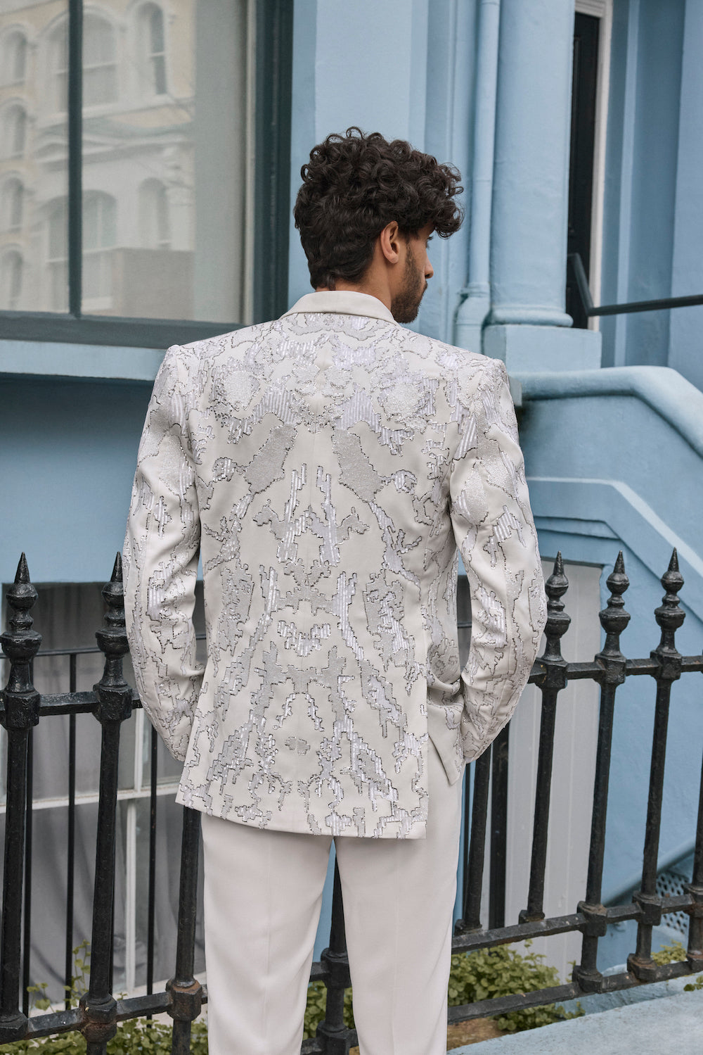 Ivory Silver Tuxedo Set