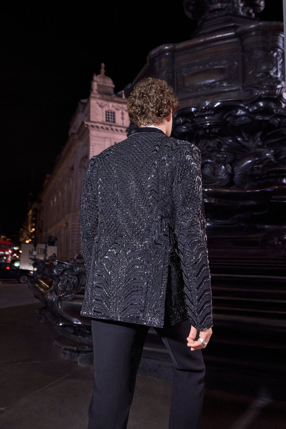 Black Embellished Tuxedo Set