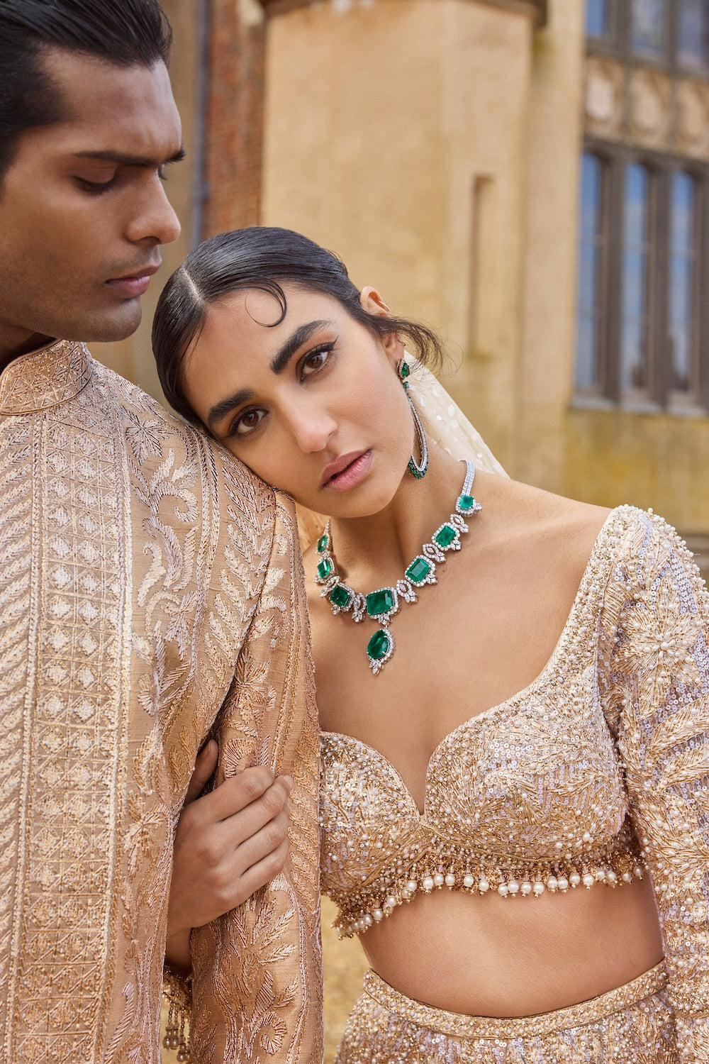 Metallic Rose Gold Lehenga Set