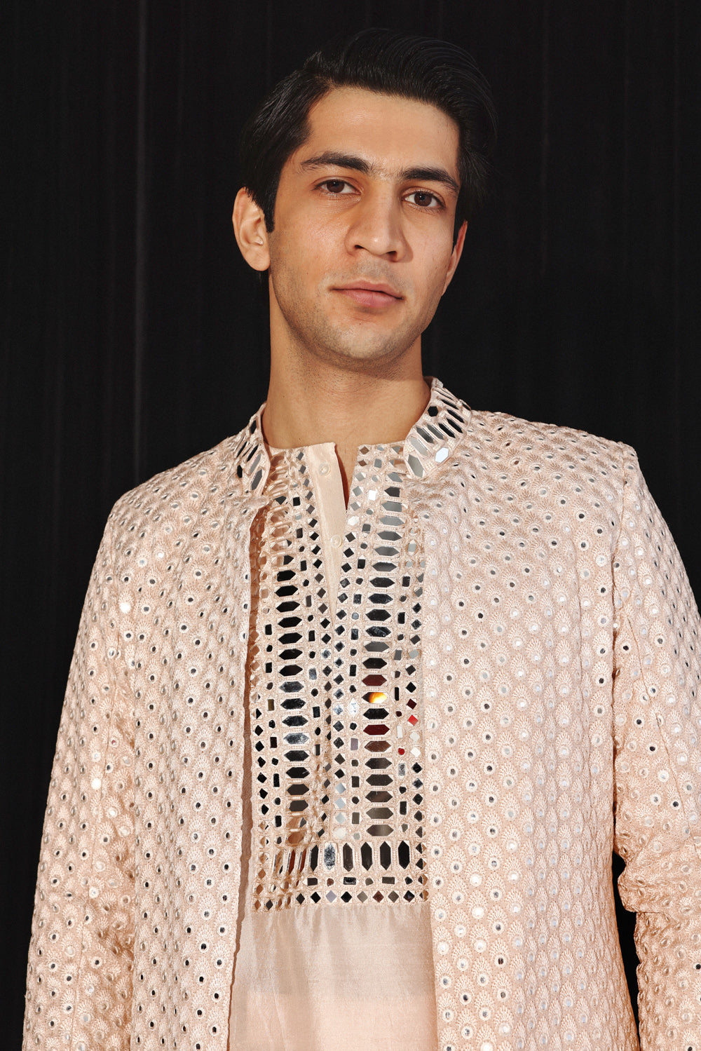 Blush Pink Booti Mirrorwork Jacket