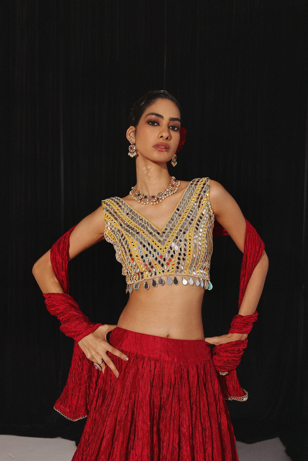 Crushed Lehenga Set