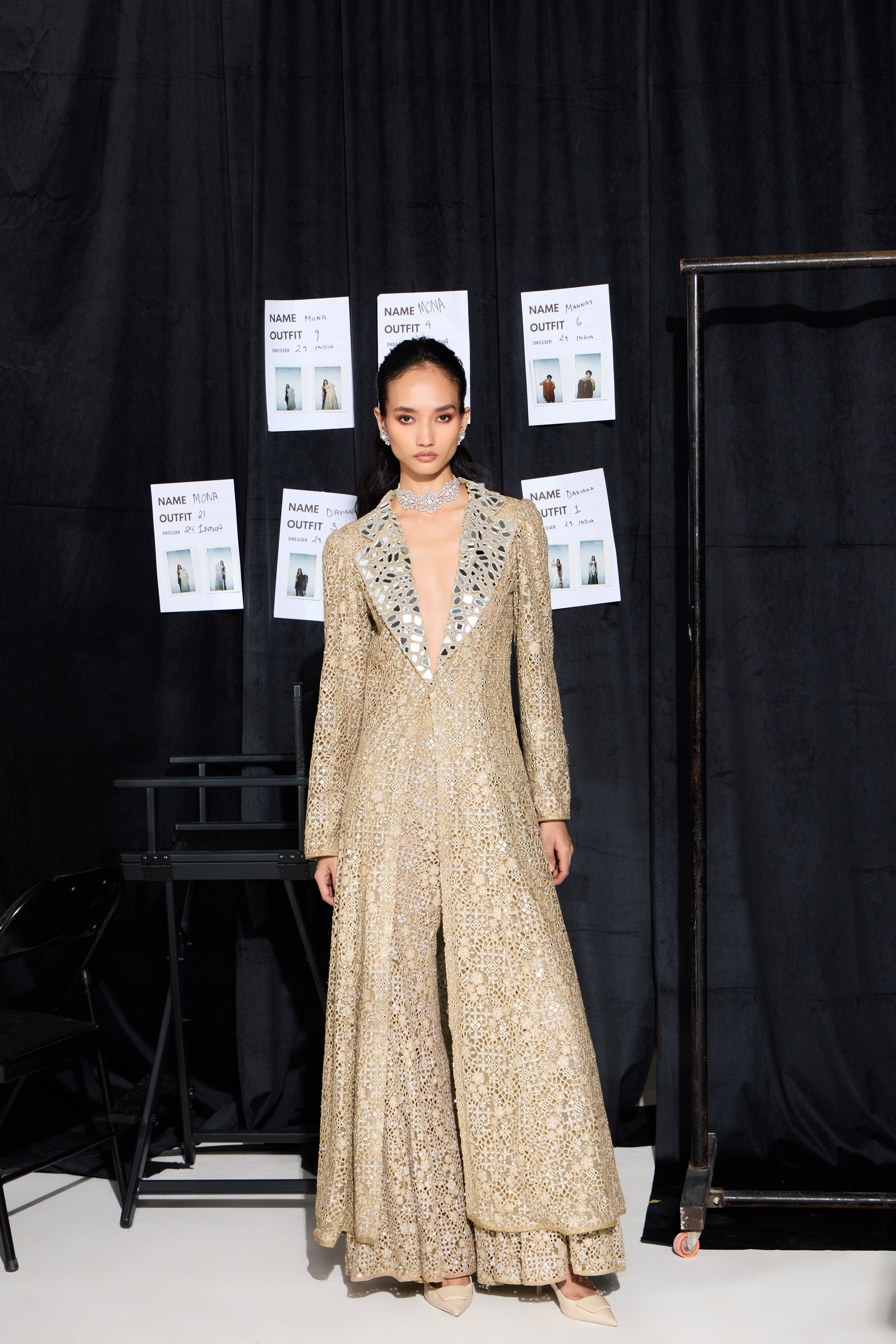 Arushi Mehra in our Lace Floral Long Blazer Set