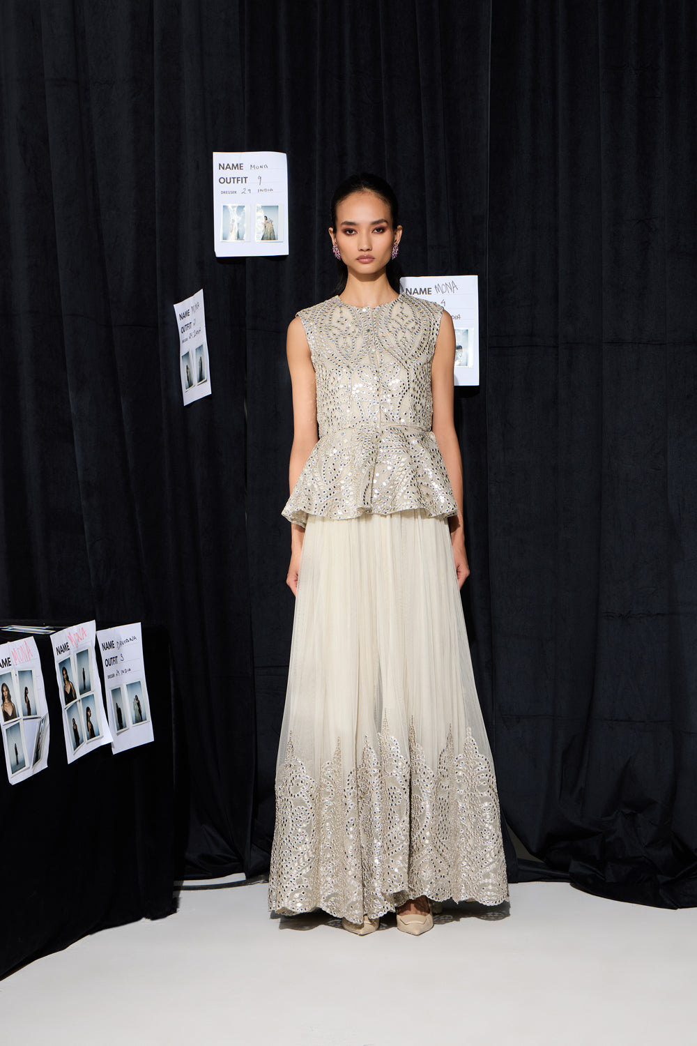 Long Dress with Applique Mirrorwork