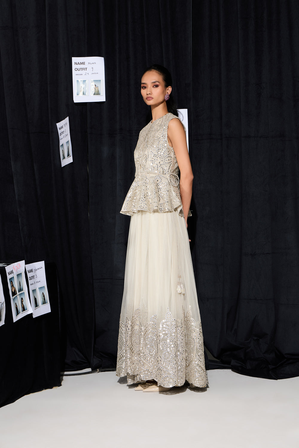 Long Dress with Applique Mirrorwork