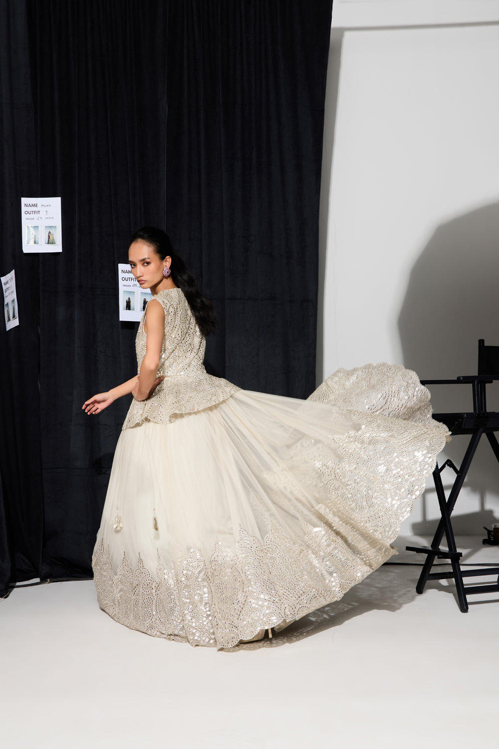 Long Dress with Applique Mirrorwork