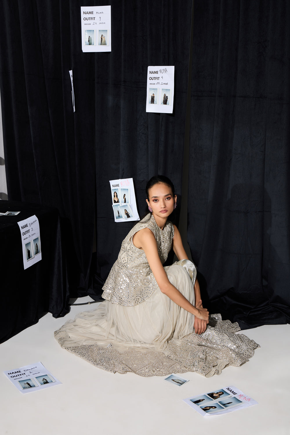 Long Dress with Applique Mirrorwork