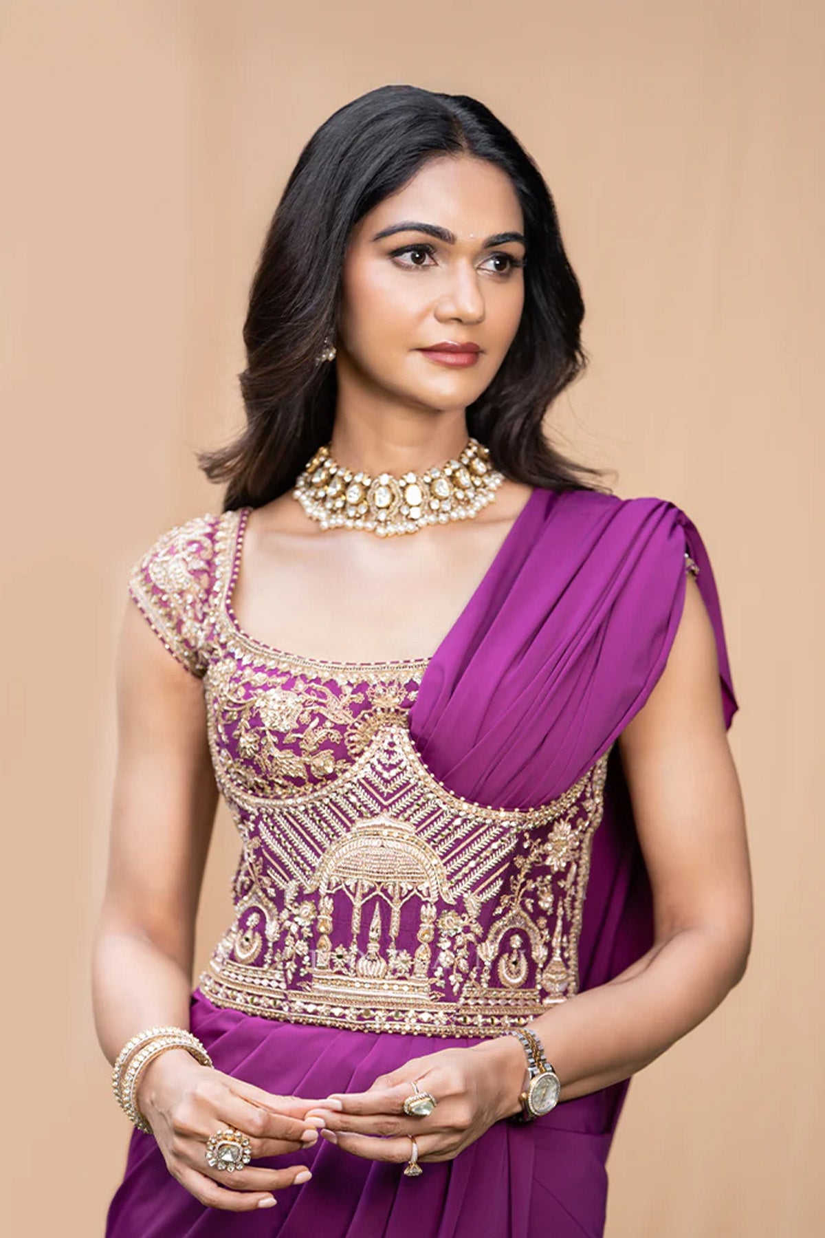 Sneha Reddy in our Banafsha Pranitha Saree Set