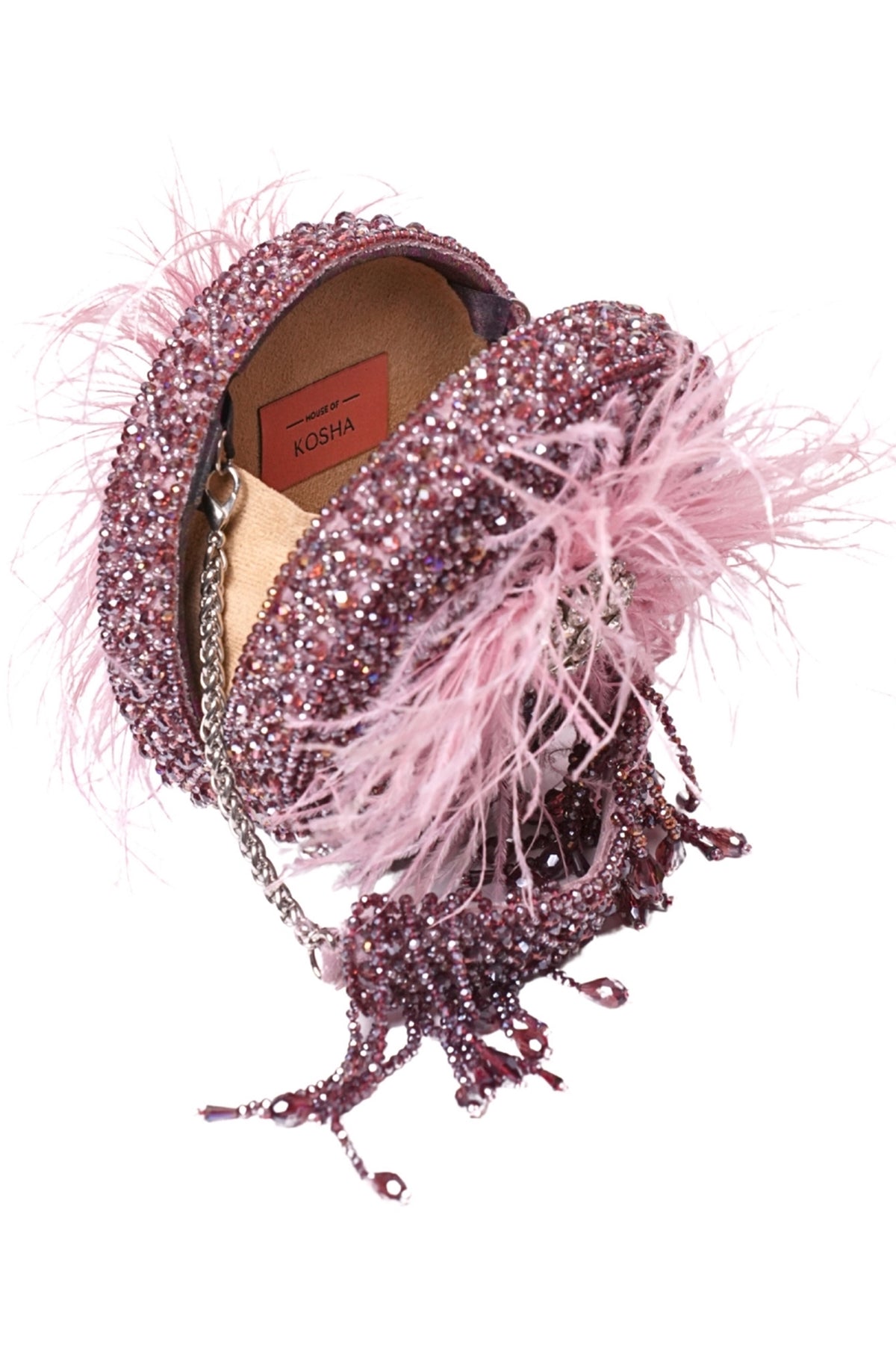 Kiraz Lilac Suede Embellished Clutch