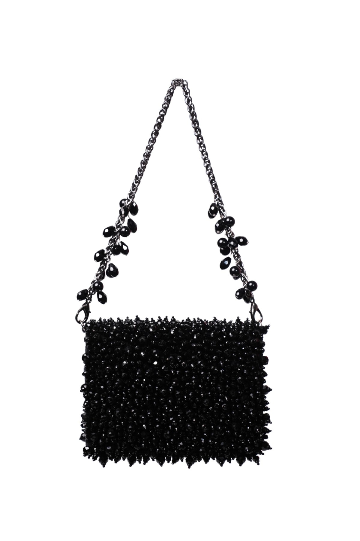 Kiyara Black Suede Crystal Embellished Mini Bag