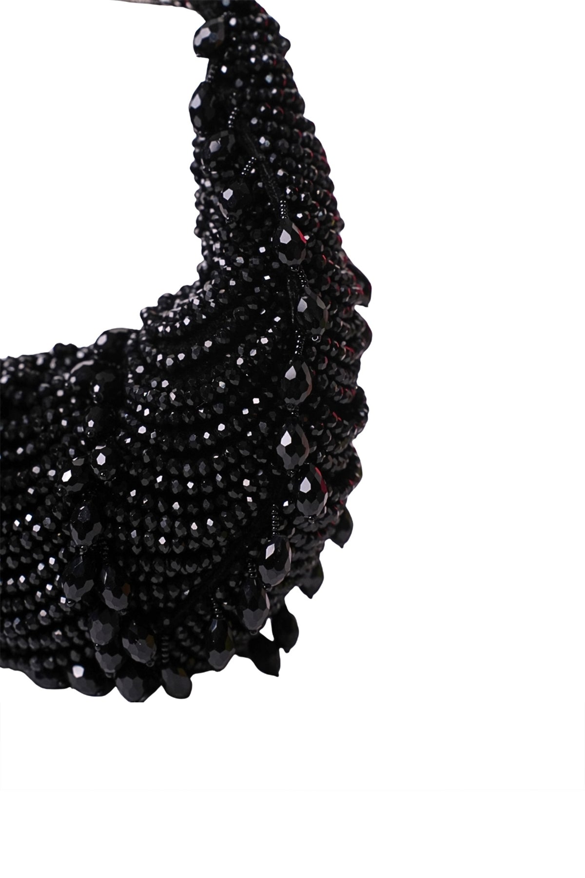 Liona Black Suede Embellished Hobo Bag