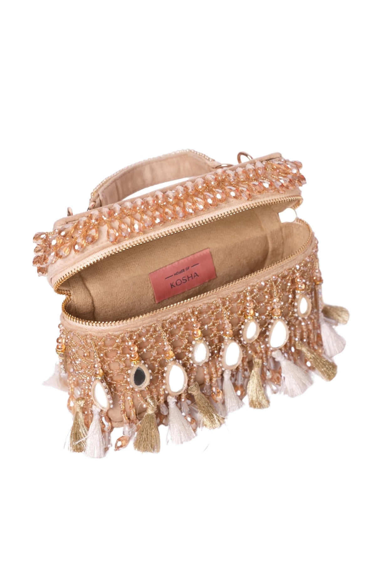 Mirage Gold Mirrorwork Embellished Vanity Bag