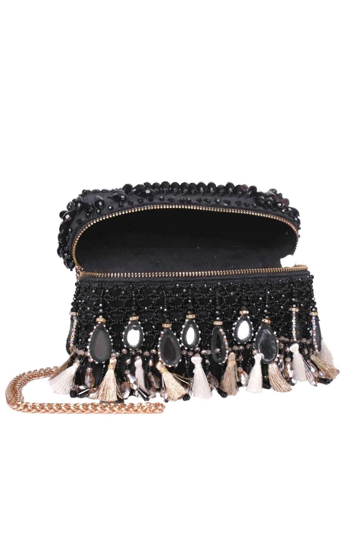 Mirage Black Mirrorwork Embellished Vanity Bag