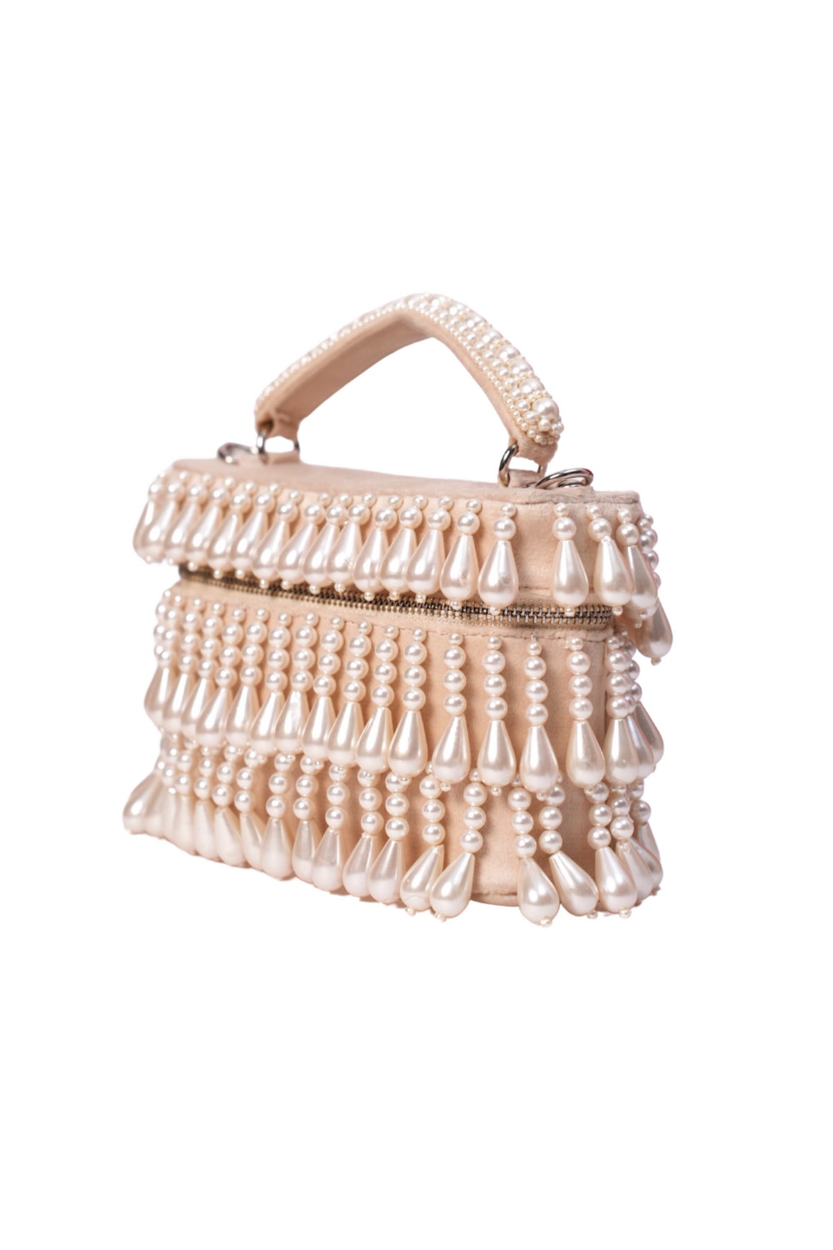 Zarah Ivory Pearl Embellished Vanity Bag
