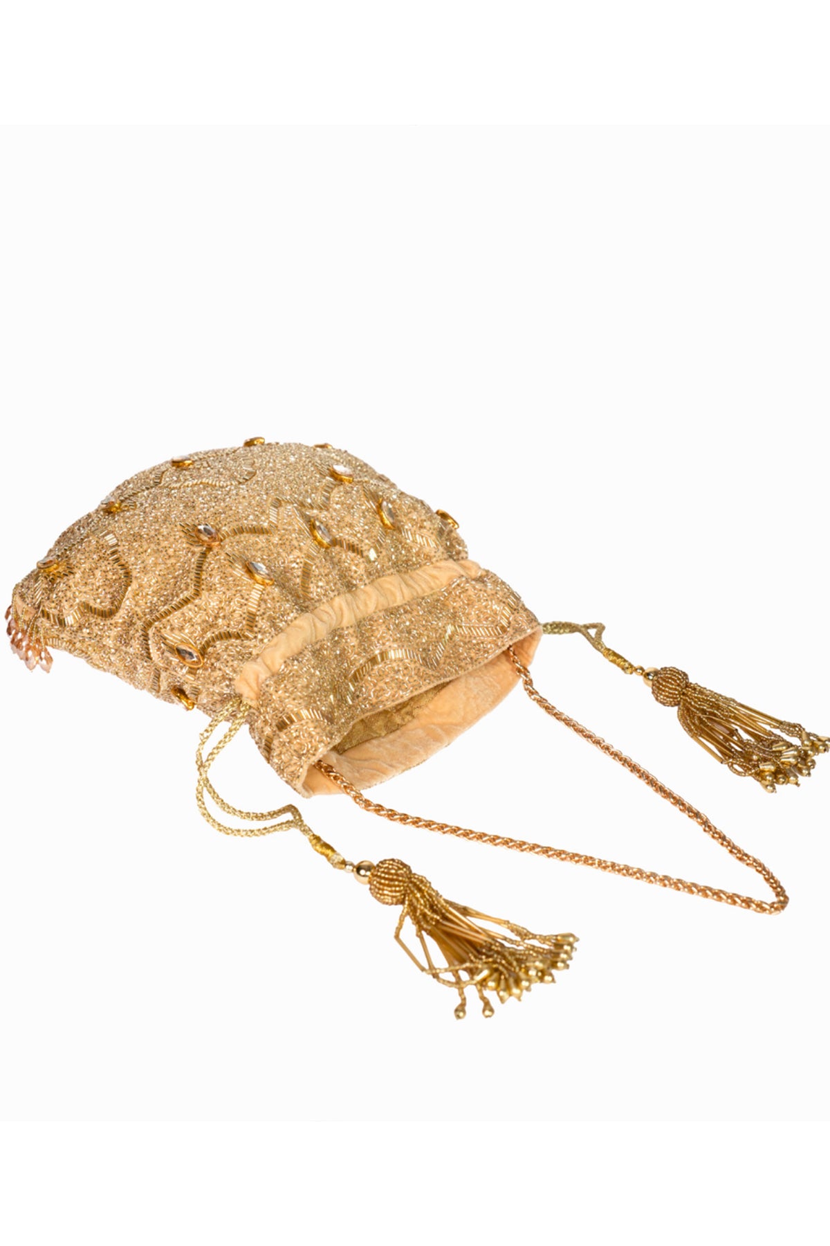 Sunheri Gold Georgette Embellished Potli