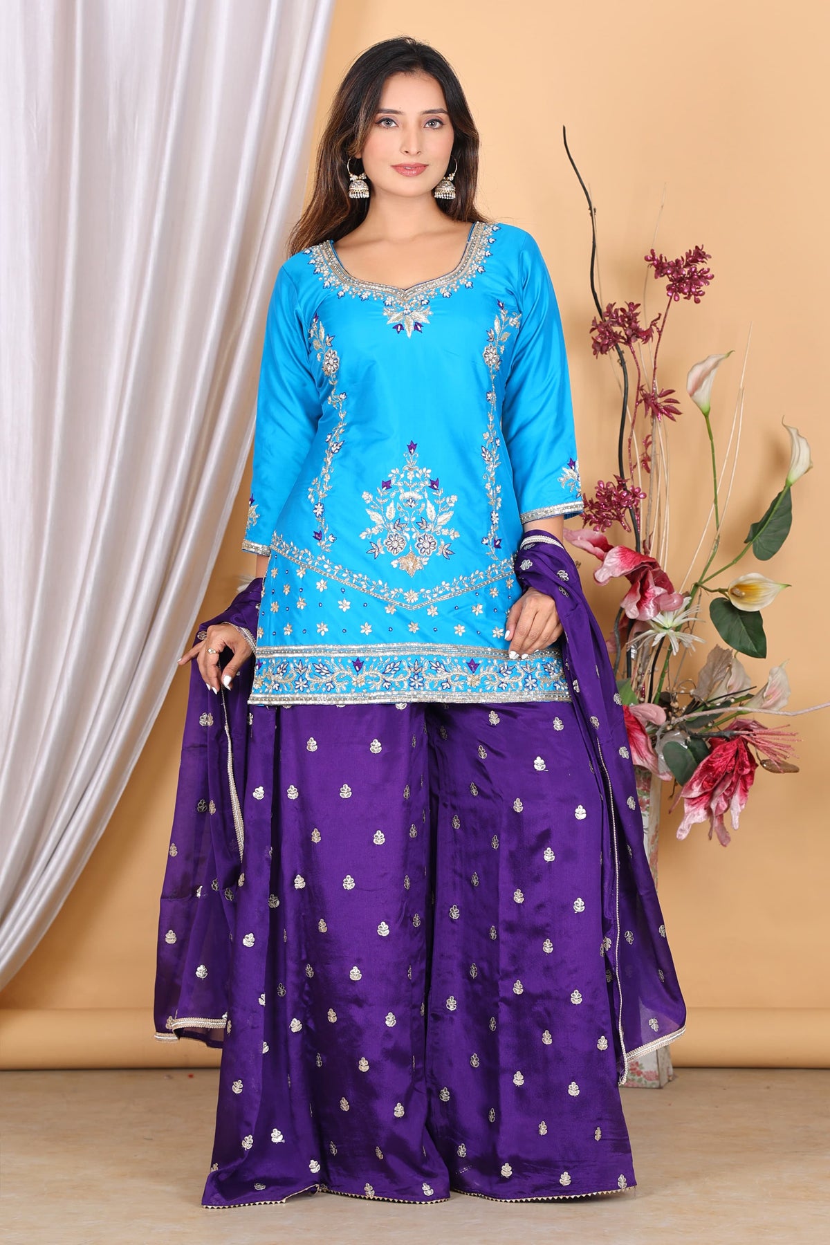 Navy Purple Suit Set