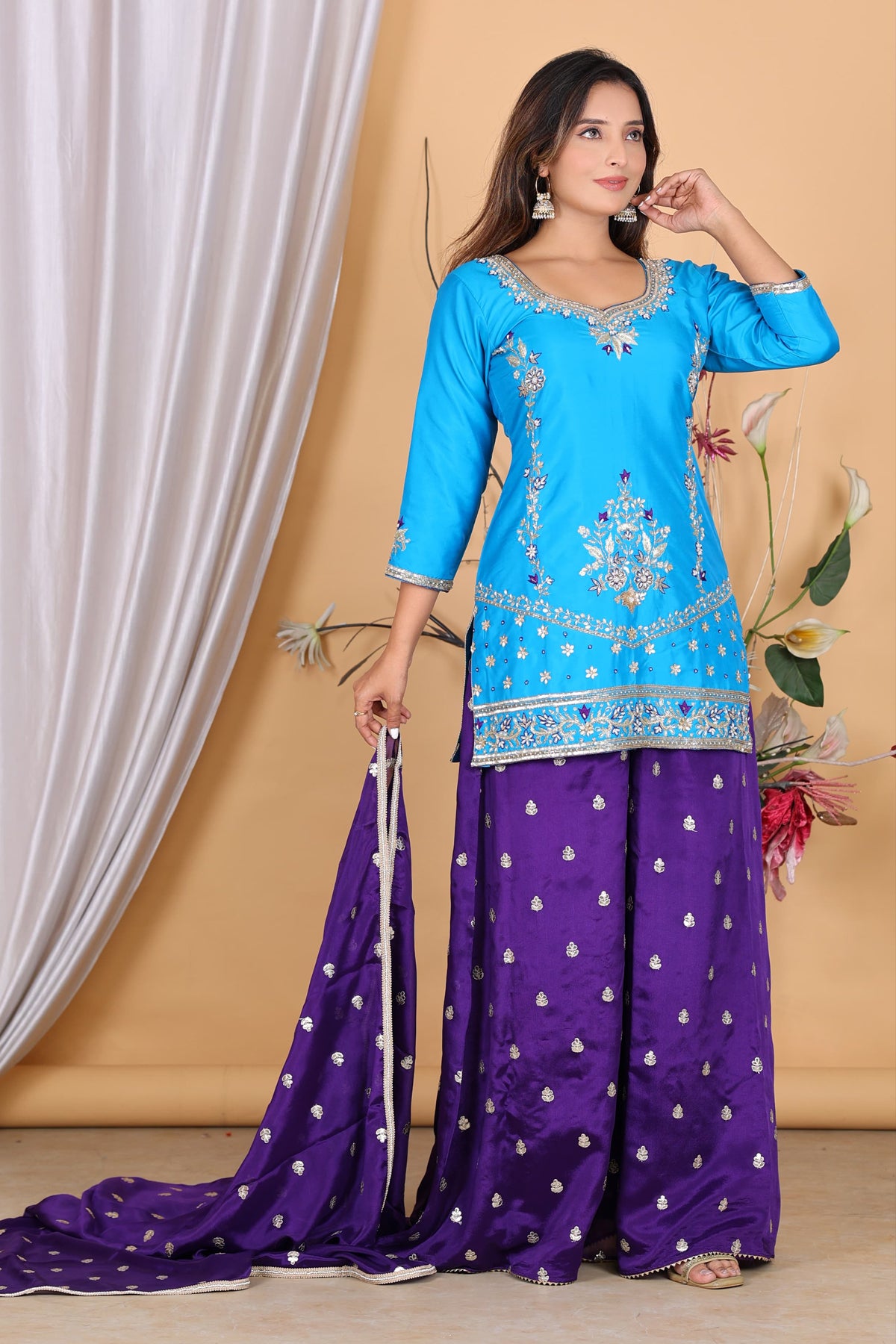 Navy Purple Suit Set