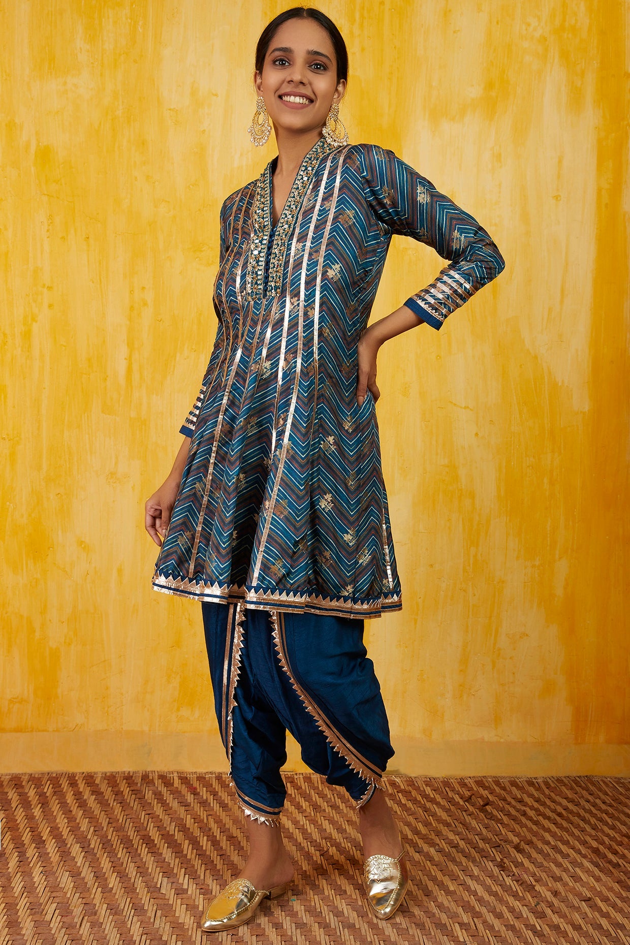 Marigold Zig-Zag Ag With Dhoti