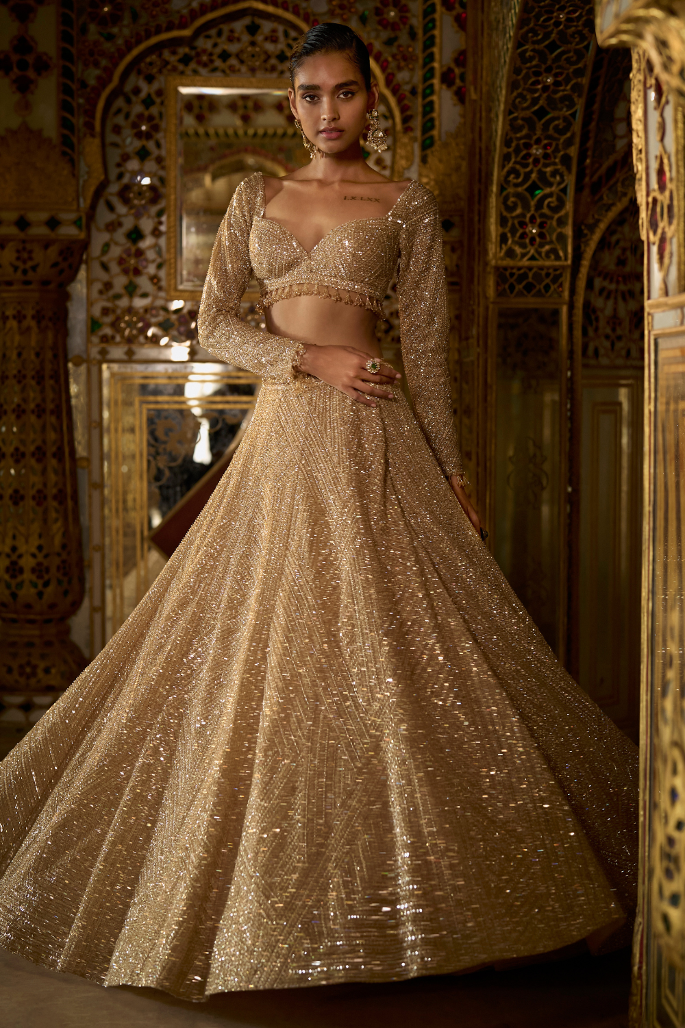 gold sequin dress india Lehenga Set seo-backfilled