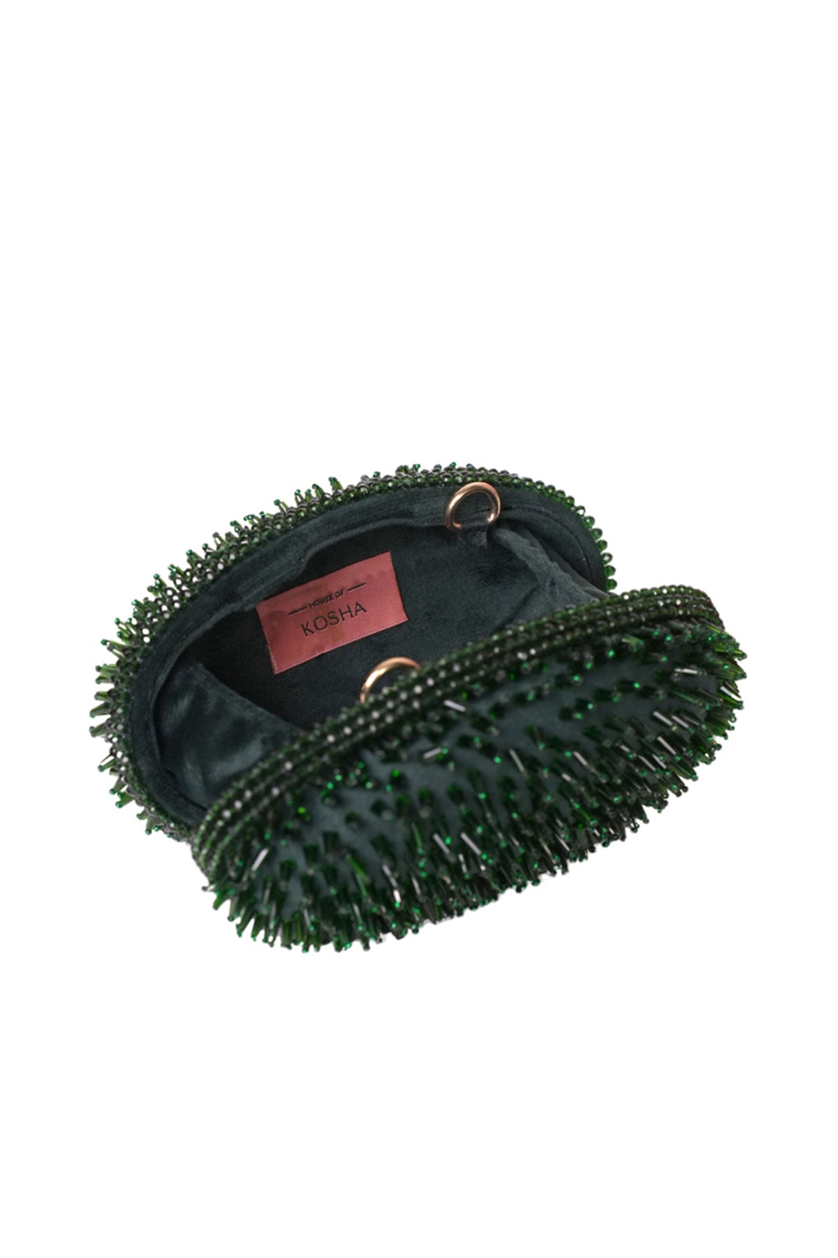 Celeste Green Suede Embellished Clutch