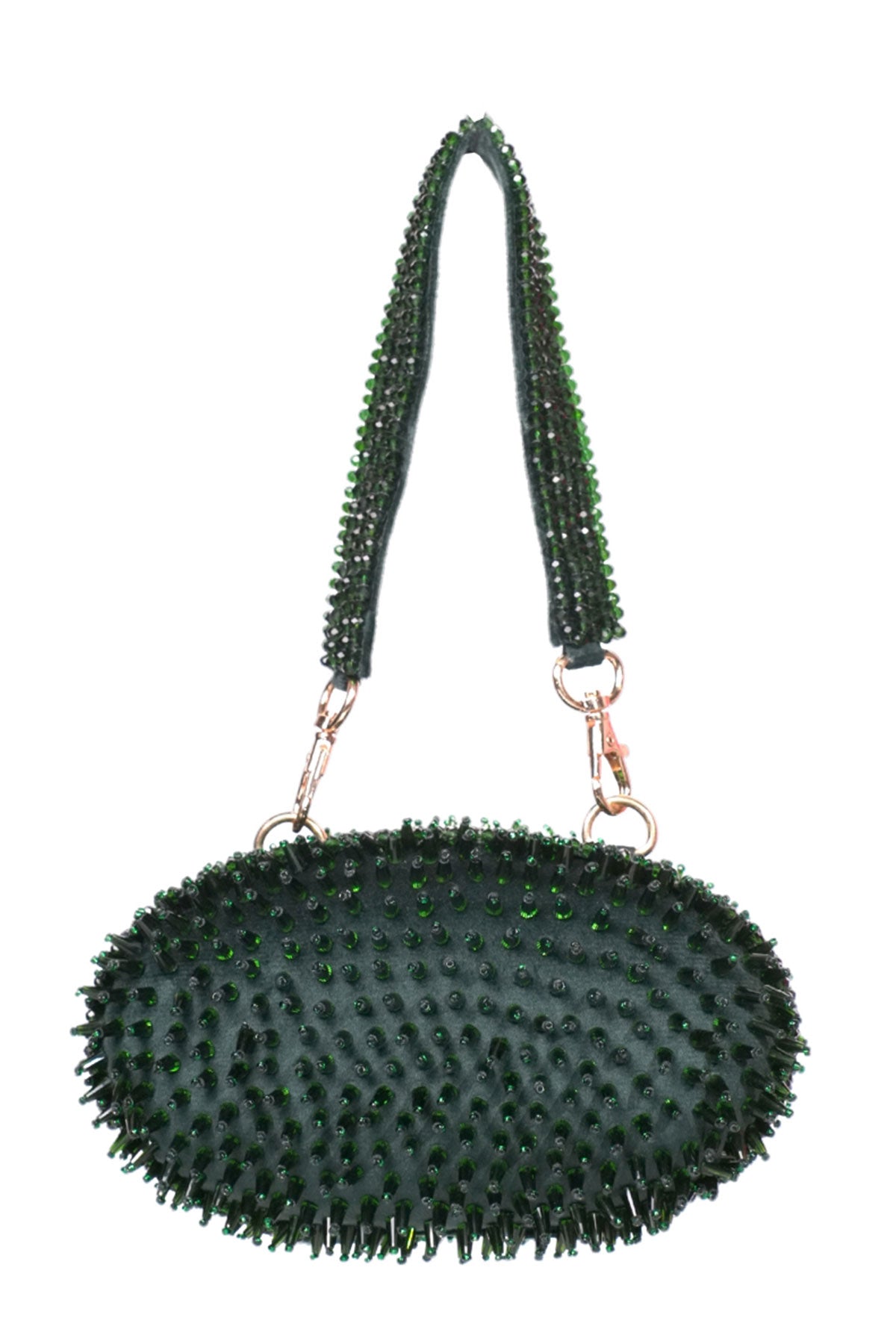 Celeste Green Suede Embellished Clutch