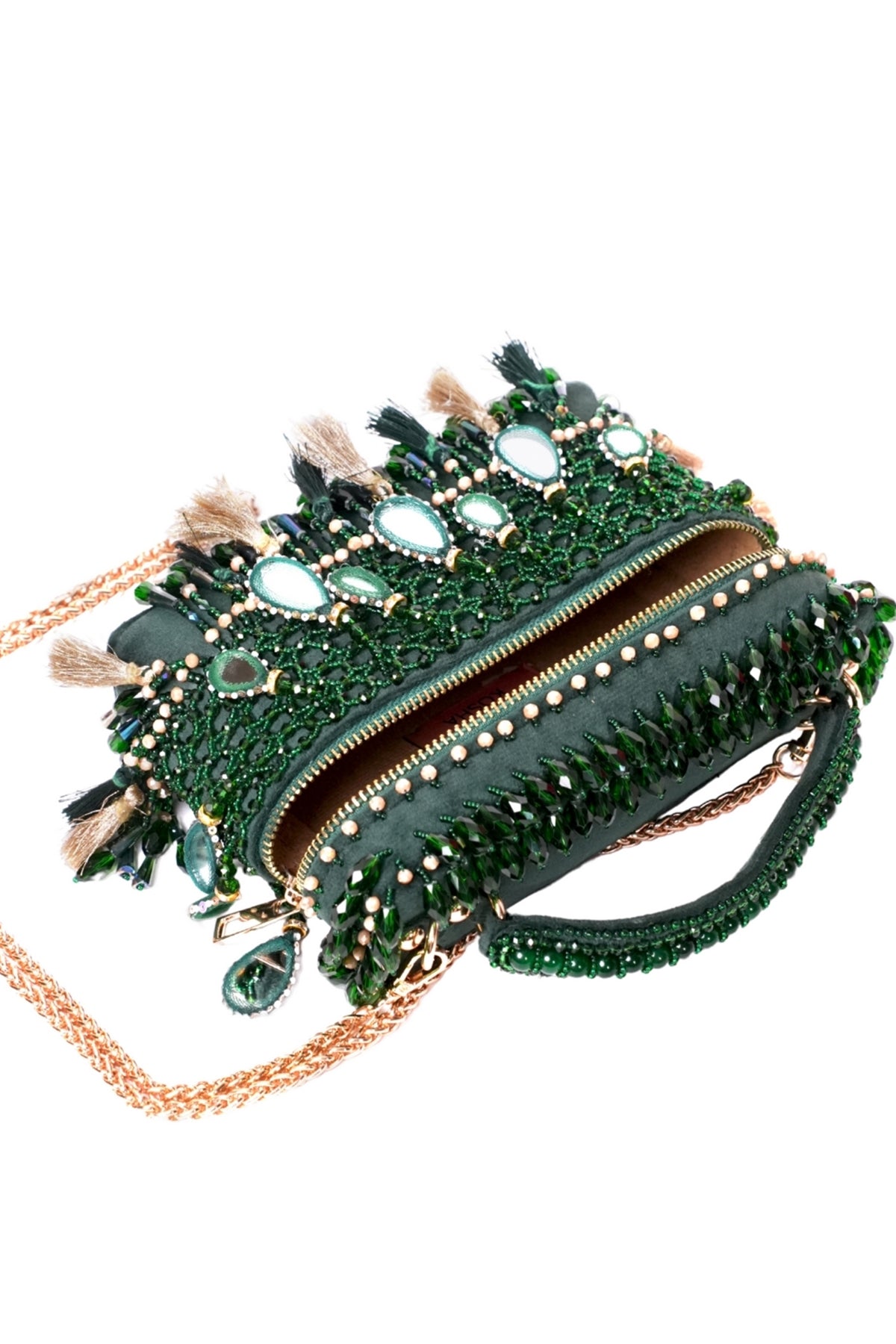 Mirage Green Mirrorwork Embellished Vanity Bag