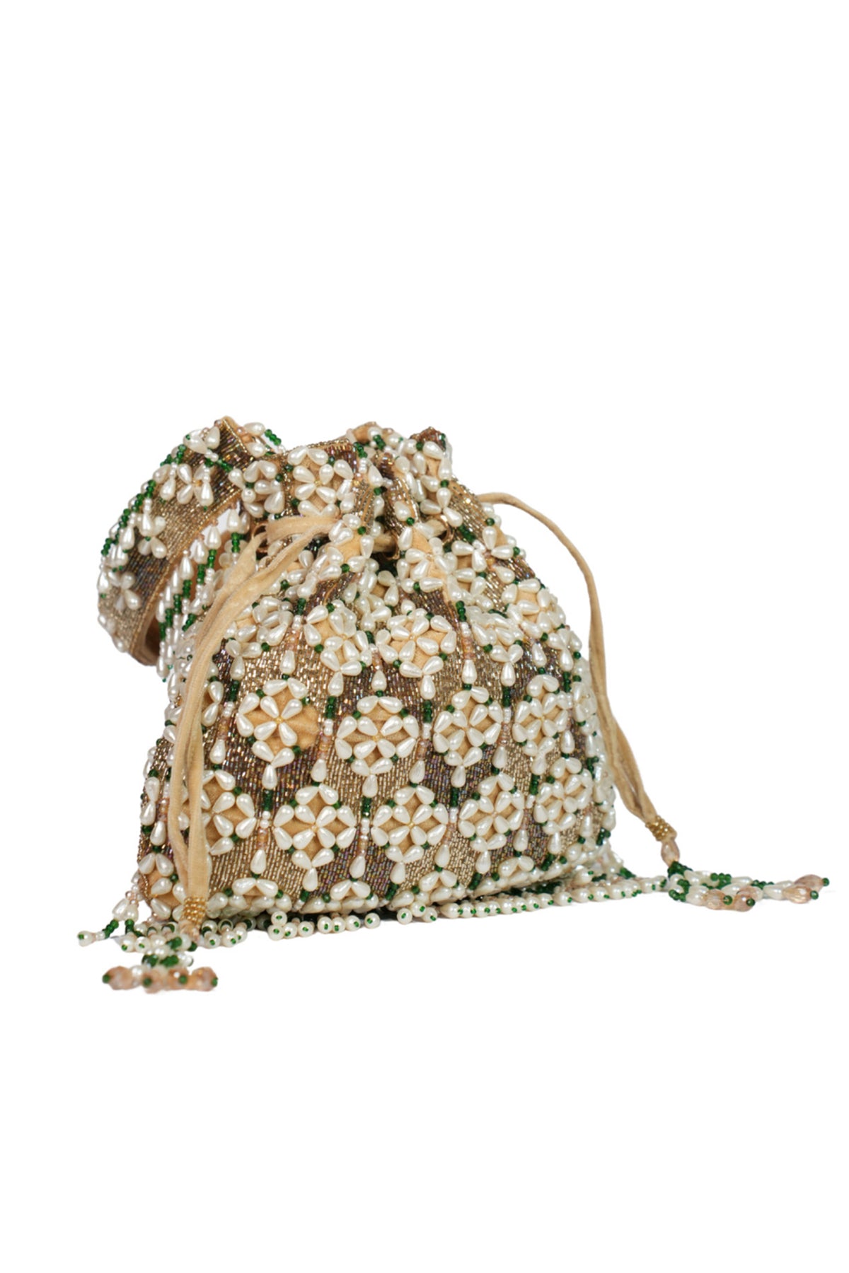 Falak Gold Suede Embellished Potli